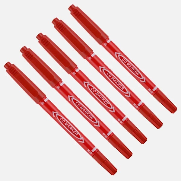 5/10 Pcs Twin Tip Permanent Marker Svart/Blå/Röd Olje Markör Penna Fine Nid Marker Ink Stationery School & Off Off. Leveranser Red-5Pcs