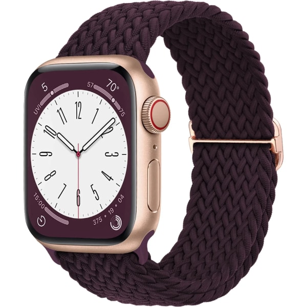 Rem för Apple Watch band 44 mm 45 mm 49 mm 42 mm 40 mm 41 mm 44 mm Elastiskt flätat Solo armband correa Series 9 8 7 6 5 4 SE Ultra deep purple 38mm 40mm 41mm