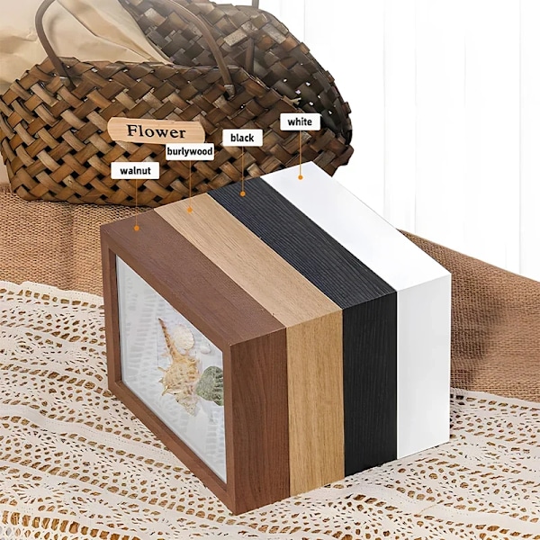 3D Træbillederammer Dybde 3cm 5cm Tørrede Blomsterprøveholder Håndlavet DIY Håndværk Visning Foto Ramme Hjem Dekoration walnut-depth-5cm Square-8in