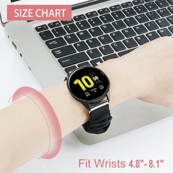 Elastisk nylon för Samsung Galaxy Watch 4 40mm 44mm band Scrunchies armband för Samsung Galaxy Watch4 Classic 42/46mm Gray 22mm