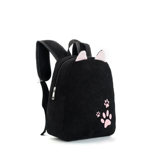 Söta kattungar tassar broderad manchester ryggsäck dam Klassisk ryggsäck lämplig för skolsäsongen utomhus Black