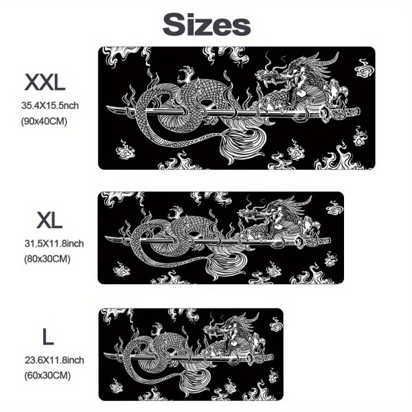 XXL Dragon Mouse Pad - HD-utskrift, halkfri skrivbordsmatta för PC-spel och bärbara tillbehör 59.94*29.97 cm