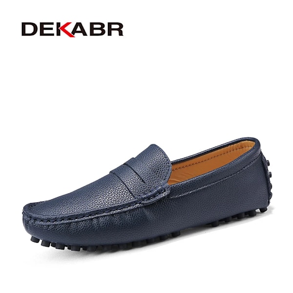 Dekabr Stora Storlek 49 Män Loafers Mjuka Moccasins Hög Kvalitet Våren Höst Äkta Läder Skor Män Varm Platt S Körskor 03 Dark Blue 8