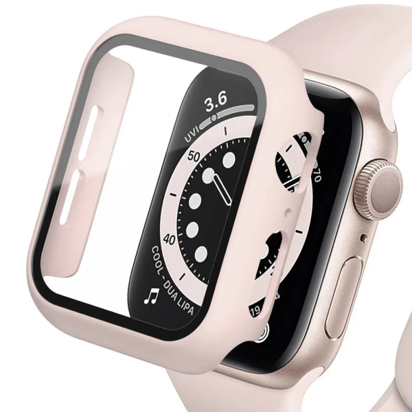 Glas+ Cover för Apple Watch case 44 mm 40 mm 45 mm 41 mm 42 mm 38 mm iWatch 8 3 7 SE Skärmskydd Apple watch series 9 Tillbehör pink sand 38mm series 321