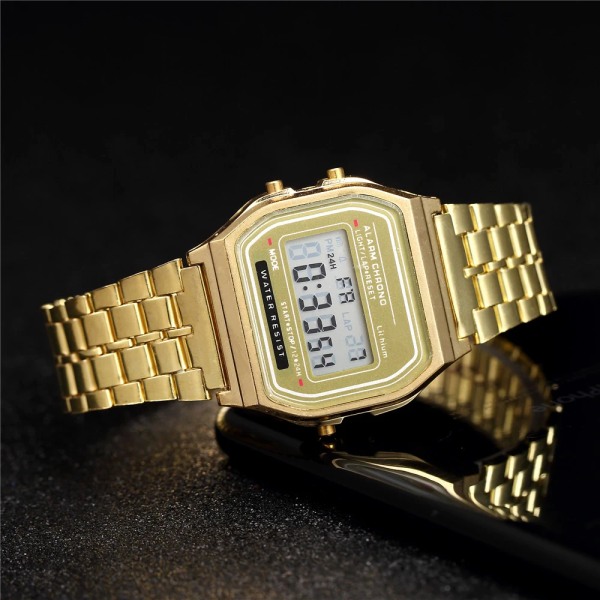 2023 Digitala klockor för män Sport Vattentät armbandsklocka Guld Elektronisk LED-armbandsur Dam Casucal montre homme relogio 212 Black