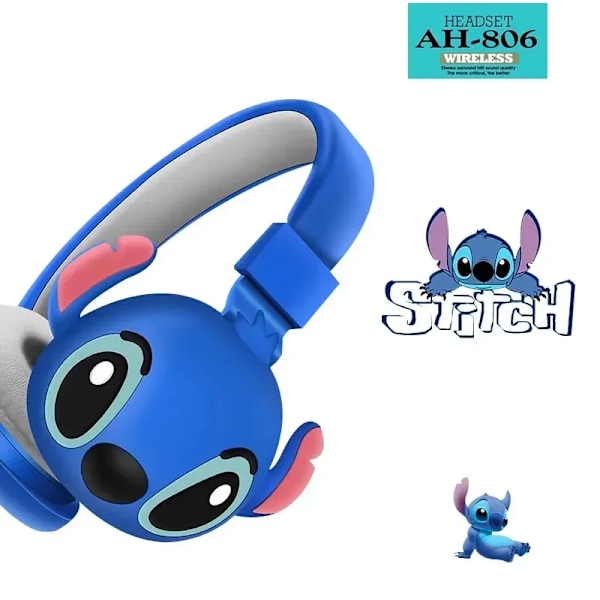 Ny Disney Stitch Trådlösa Bluetooth Hörlurar Ah-806 Hifi Stereo Ljud Vikbara Hewset Med Mic Anime Tecknad Chil Gåva Stitch