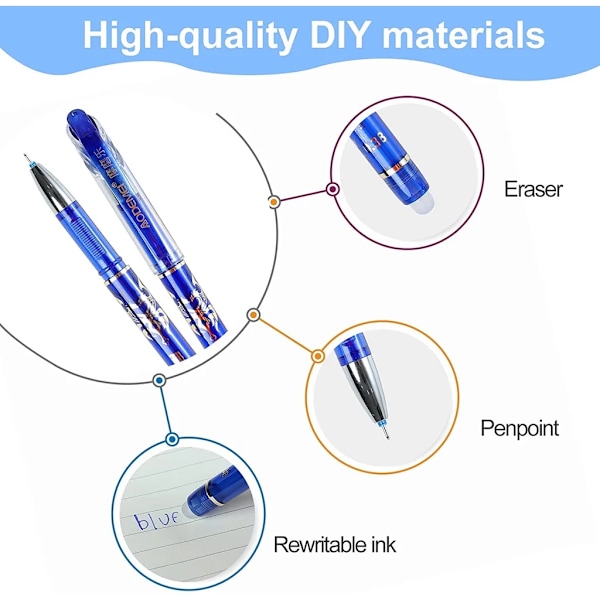 60 Pcs/Set Kawaii Raderbara Pennor 0.5Mm Gel Penna Opermeable Gel Bläck Kontor Skol Skrivning Förpackning Papirpar Dark Blue-60Pcs