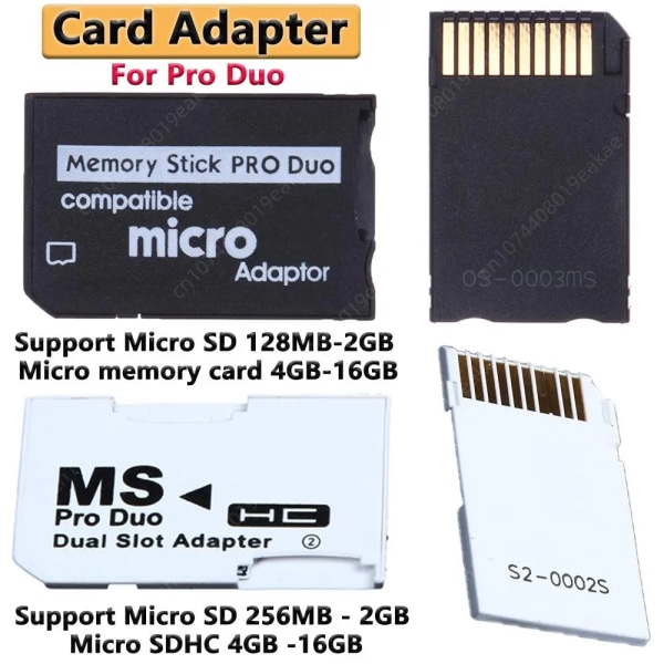 1-3 st miniminne SD TF till MS-kort minneskortadapter för PSP-kort Enkel/dubbel 2-platsadapter för Pro Duo Plug And Play Black Single 2PCS