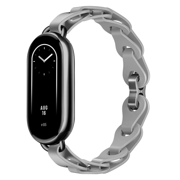 Gummiband för Xiaomi Mi Band 8 Spännearmband i rostfritt stål för Miband 8 NFC Fashion Lady Style Ersättningssilikonband Gray For Xiaomi Miband 8