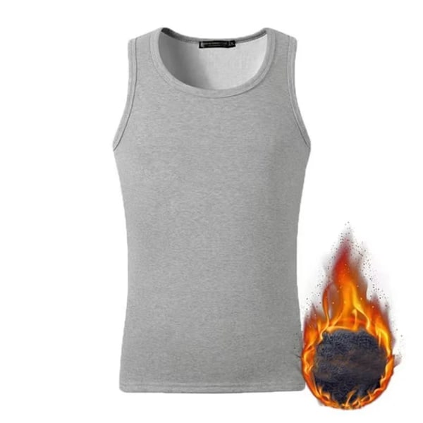 Mænds Fleeceforet Tanktop Vest Underundertøj Varmt Termisk Basislag Undershirt Thermo Tøj Pyjamas Åndbar Basis T-shirt Light gray XL