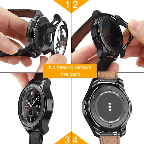 Case För Samsung Galaxy Klocka 46Mm/42Mm Rem Tpu Pläterad Skärmskydd Stötfångare S 3 42/46 Mm Vägg S3 Gränsbandet gold Galaxy watch 42mm