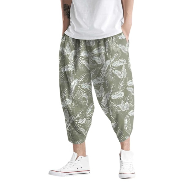 Ensfarvet Harem Baggy Bukser til Mænd - Løs Bund - Casual Joggers Sportswear - Lanternebukser - Elastiske Bukser til Mænd - S - Pantalones Grey-2 L