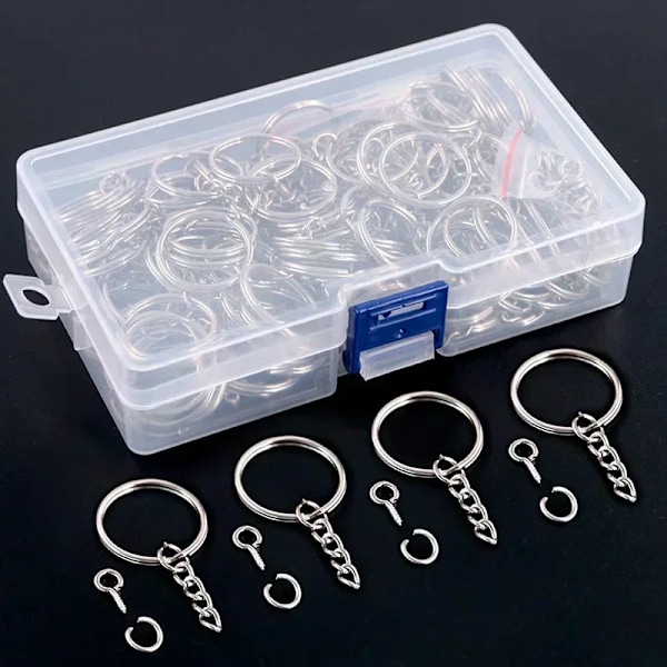 Forsølvet Metal Tom Nøglering Kæde Split Ring Keyfob Nøgleholder Ringe Smykker Fremstilling Resultater Til At Lave Nøglekæder Aca Fremstillinger style A-100pcs