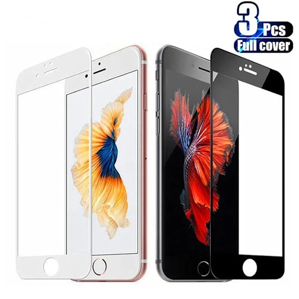 3 kpl täysin karkaistua lasia iPhone 7 8 6 6S 14 15 Plus Se 2020 näytönsuojalle iPhone 13 12 11 Xr Xs Max Pro Mininame For iPhone 15 Plus 3PCS White Glass