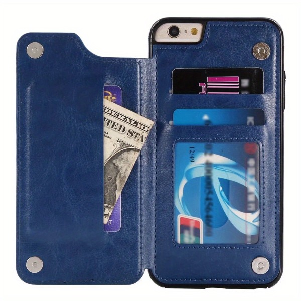 Case för IPhone 14/13/12/11/ Pro Max/Mini/XR/X/XS Max/8/7/6S/6 Plus/SE2/SE3/2022/2020 - Korthållare & Flip Back Cover Blue