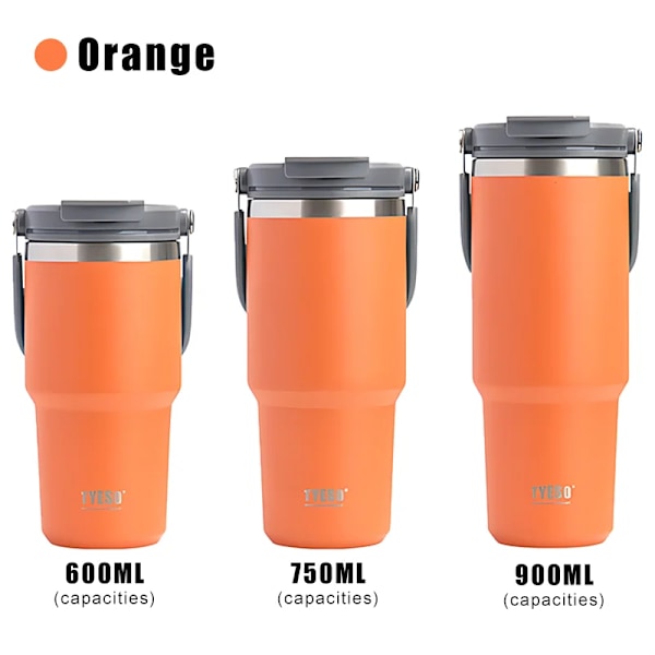 Stål Thermos Flaska Tyeso Kaffe Cup Bärbar Isolering Kall Och Varm Travel Fitness Mugg Läckage Vakuum Flas K Orange-1pcs 600ml