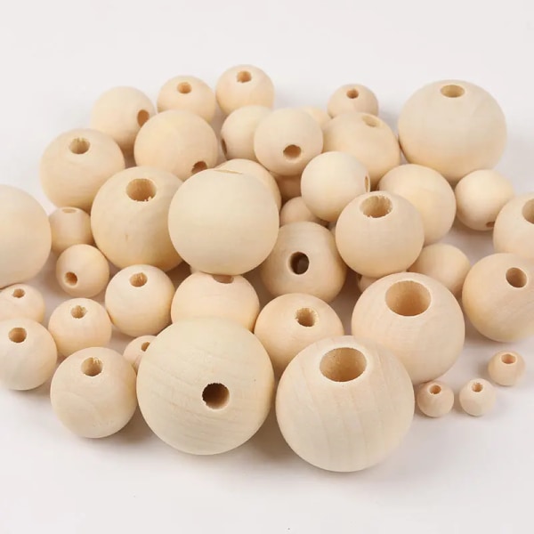 10/50/100 st 6-25 mm naturligt trä Rund lös distanspärla DIY Blyfri Ball Charms Halsband Smyckenstillverkning Handgjorda tillbehör 2