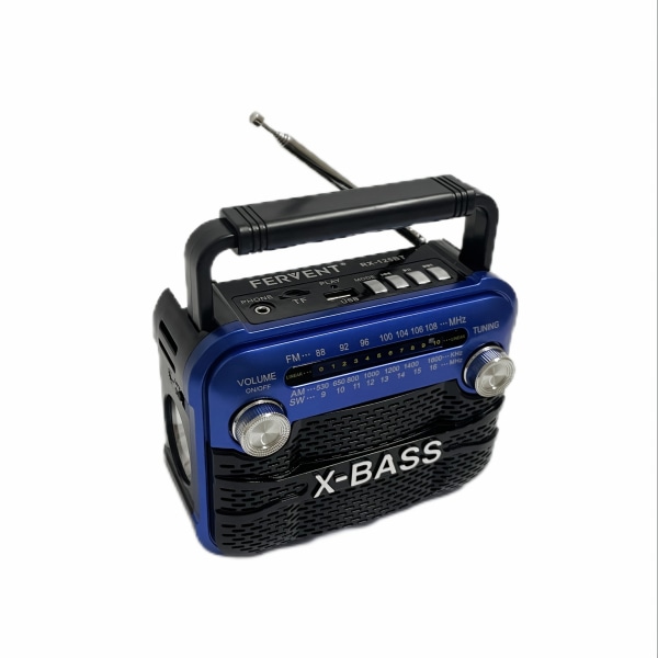 125BT Bärbar FM-radio, utgång 3W, FM/AM/SW1-6/ USB/TF/BT-uppspelning, 800mAh, 2-4H uppspelningstid, Flerbandshushållslampa Radio Can Blue