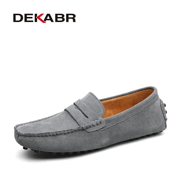 Dekabr Brand Spring Sommar Hot Sell Moccasins Män Loafers Hög Kvalitet Äkta Läder Skor Män Platt Lättviktiga Körskor 01 Gray 12