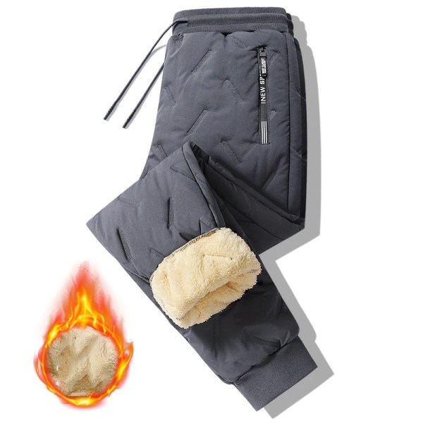 Snow Lamb Fleecebyxor för mäns vinterytterkläder bomullsbyxor med förtjockad sammet och utomhus vindtäta varma byxor i stor storlek Greyleggings XL