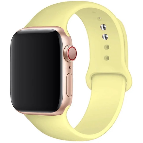 Silikonrem för Apple Watch Band 45mm 44mm 42mm 49mm 41mm 40mm 38mm correa armband iwatch Series 8 7 9 SE 4 3 5 Ultra 6 Lemon Cream 42 44 45 49 mm S-M