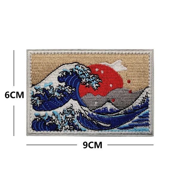 Broderet Den Store Bølge Ud For Kanagawa Japan Patch Taktisk Krog Tilbage Patches Badges til Rygsæk  tilpasset 1