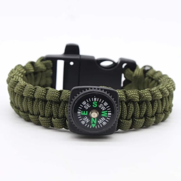 Överlevnadsarmband Multifunktionell Paracord Armband Hög Ljudsignal Nödkompass Armband Utomhusverktyg För Camping Vandring Black