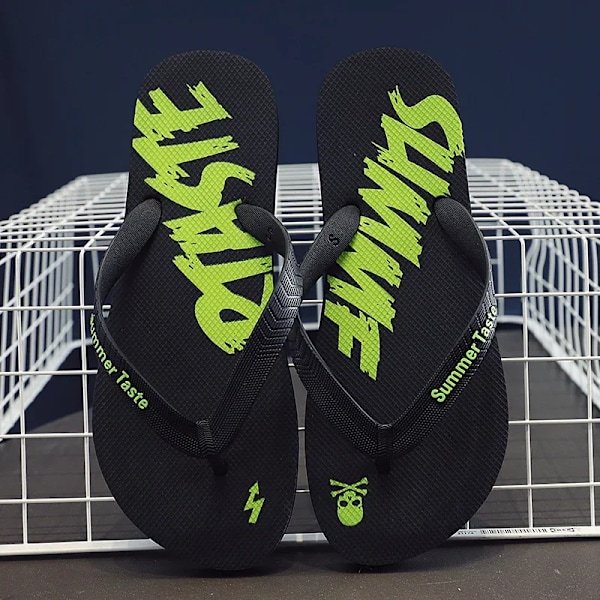 Miesten Toffel Sandaalit Muoti Flip-Flops Miehet Kantaa Yksinkertainen Tasainen Pohja Kylpy Liukastumisenkestävä Toffel Kesä Ranta Kesä Ranta Kengät black S-40-41