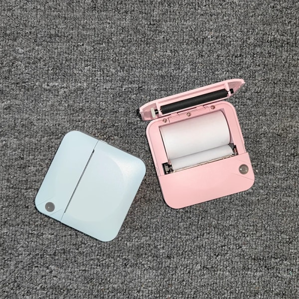 Roligt print bärbara thermal självhäftande klistermärken Fotoskrivare HD Mini Bluetooth 57*25 mm Tillbehör 2d Etikettmaskin för telefon C17 Pink with 1 Roll