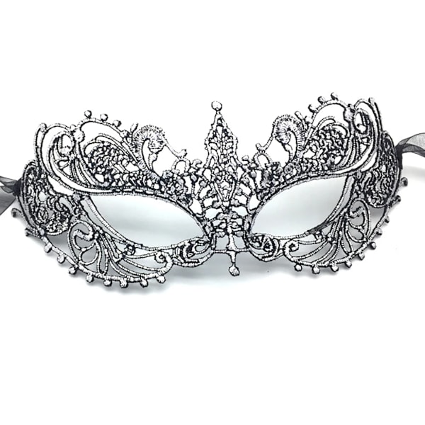 Masquerade Sexy Hollow Spets Ansiktsmask Kvinnor Flicka Kostym Nattklubb Queen Eye Mask Party Cosplay Prom Prop Fancy Klänning Supp Ljud silvery