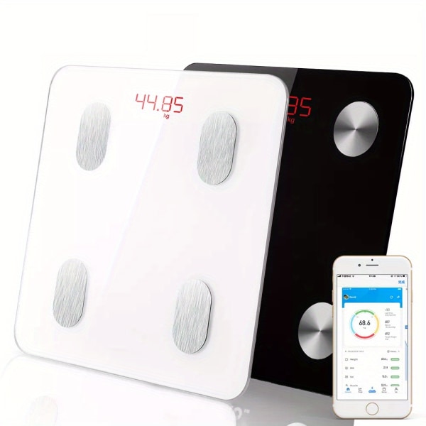 1st Digital badrumsvåg med hög precision för spårning av kroppsvikt och BMI White