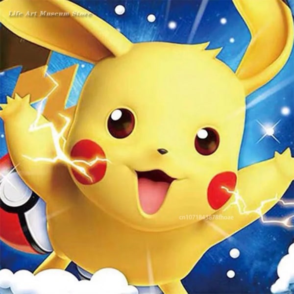 5D Anime Fairy Dust Harts Diamond painting DIY Pikachu Cartoons Figurmönster Heminredning Broderi Murverk Korsstygn 7 FD Resin 60x80