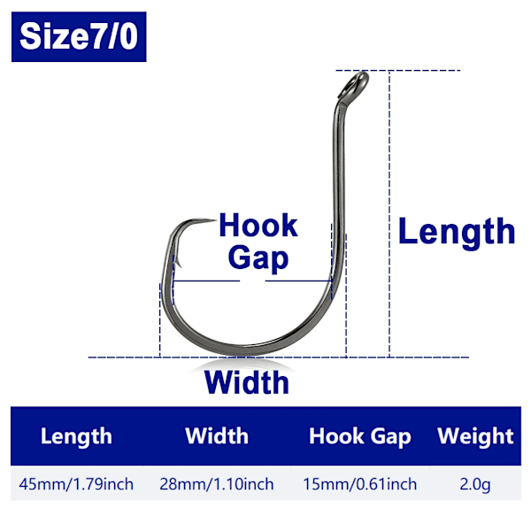 Fishtrip 25 st bläckfisk krok cirkel krok 2X starkt levande bete fiskekrok för saltvatten och sötvatten Size7-0 25Pcs