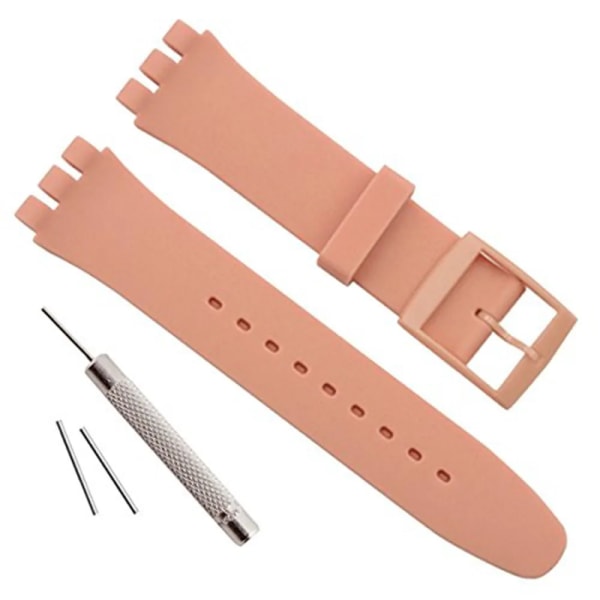 16mm 17mm 19mm 20mm Mjukt silikonarmband Färgglatt klockband för Swatch Watch Arm Replacement Klockor Tillbehör med verktyg Orange