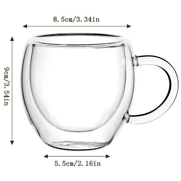 250ml Double-layer Transparent Glass Coffee Cup with Handle Double-layer Heat Insulation High Temperature Juice Milk Cup Transparent 250ml