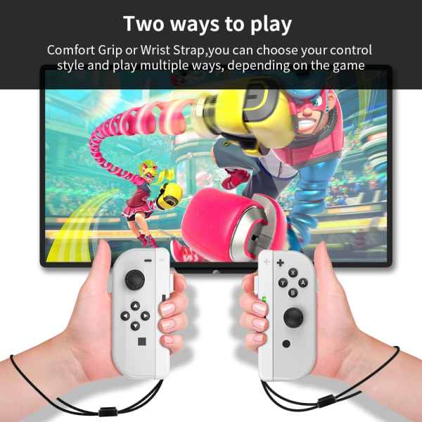 2 i 1 vänster höger grepp för Nintendo Switch Avtagbart handtag Modulärt Joy-Pad Comfort Grip och handledsrem för NS OLED Joycon Black