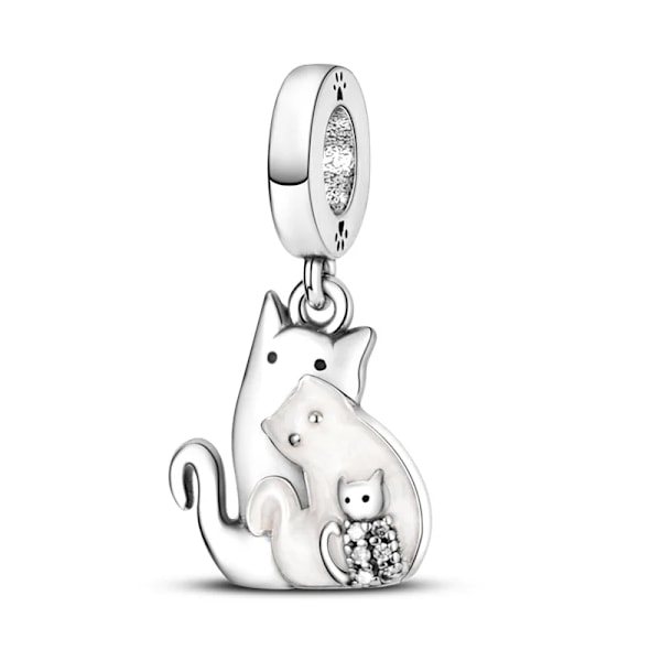 925 Sterling Silver Katt Och Hund Serien Bästa Vän Hängande Fit Original Pandora Armband Charms Pärla Halsband Diy Fe Fe Fe Fe Fe Fet Smycker SMC1916