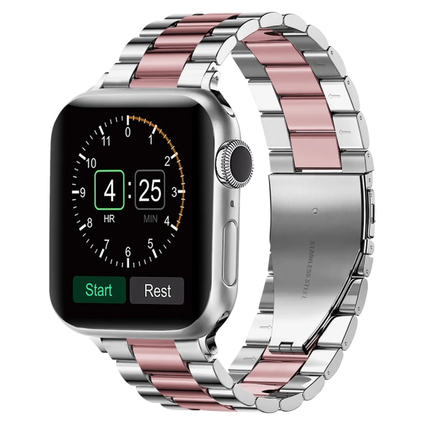 Metallrem För Apple Watch Ultra 49mm 8 7 45mm 41mm rostfritt stål smart watch armband För iwatch 6 5 4 3 SE 44mm 42mm 40mm Silver rose pink iWatch Ultra 49mm