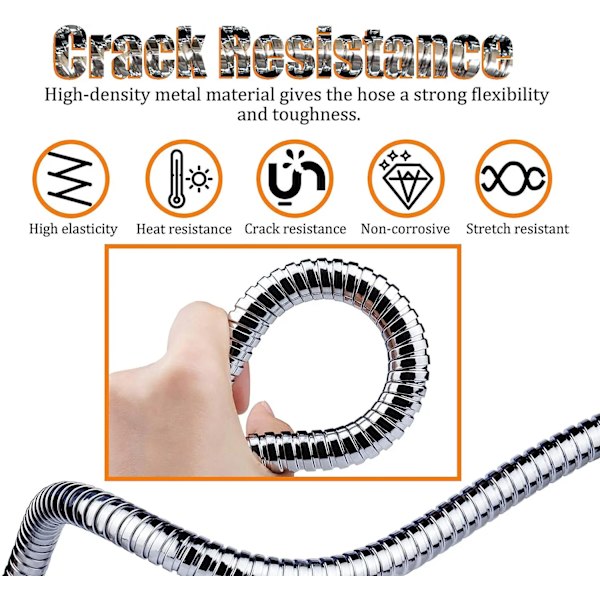 Mzd Rostfritt Stål Dusch Vattenslang Förlängning Vvsrör Dragning Rör Handhållet Huvud Flexibel Vvs Anti Universale 1.5m shower pipe