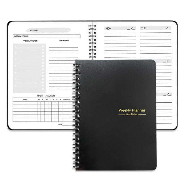 2024 Veckoplanerare Odaterad Spiral Agenda A5 Notebook Planner-väska 52 veckors Planerare Schema Papper Kontor Skolmaterial Blue Weekly Planner