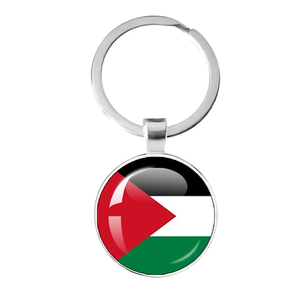 Personaliserade Konstmönster Palestina Nation Flagg Emblem 25Mm Glas Cabohcon Nyckelringar För Kvinnor Män Smycken Gåva 6