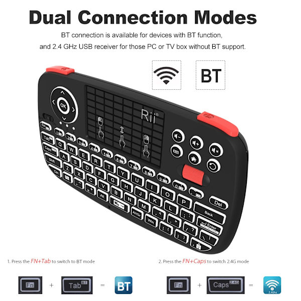 Rii I4 Mini Bt Trådlös Tangentbord Med Touchpad 2.4Ghz Bakgrundsbelyst Tv Arabic Keyboard