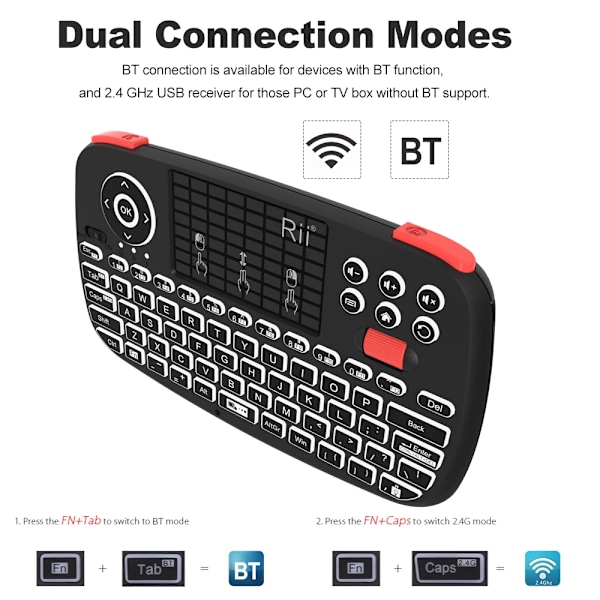 Rii I4 Mini Bt Trådløst Tastatur Med Touchpad 2.4Ghz Baggrundsbelyst Tv Arabic Keyboard