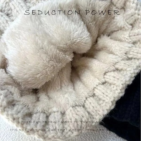 Vinter Twist Strikhue Til Kvinder Pels Pompom Tyk Plushet Hat Beanie Ensfarvet Dame Varmt Ski Sne Skullies Beanies beige