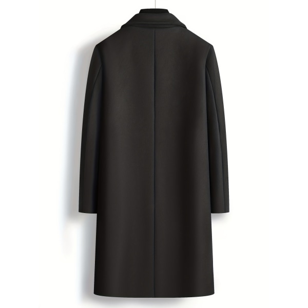 Chic Elegant Dubbelknäppt Trench Coat, Casual Lapel Flap Fick Ylleöverrock för män för höst och vinter företag Black XL(52)