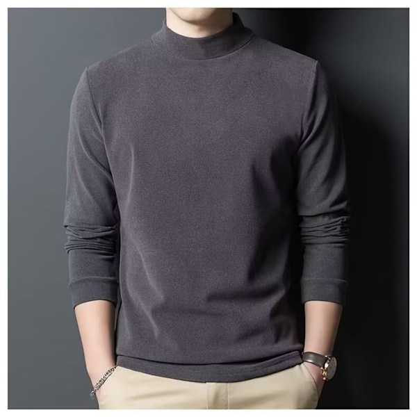 Develvet Halv Turtleneck Base Tröja Mænd Dobbeltside Plus Langærmet T-Shirt Trend Vinter Stræk Varm Under Tøj Light Brown 3L