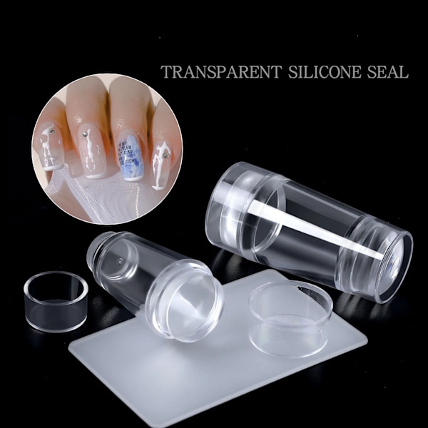 Transparent Silikon Nagelstempelset Fransk Design För Manikyrplatta Stempel Polish Tätning Tvåsidig Stempel Skrapa one side clear