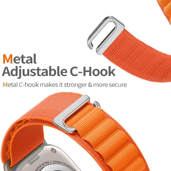 Alpine Loop-armband för Apple Watch Ultra 2, 49 mm, 44 mm, 40 mm, 45 mm, 41 mm, 42 mm, 38 mm, 45 mm, armband correa iWatch serie 9, 8, 7, 6, se orange white 42mm 44mm 45mm 49mm