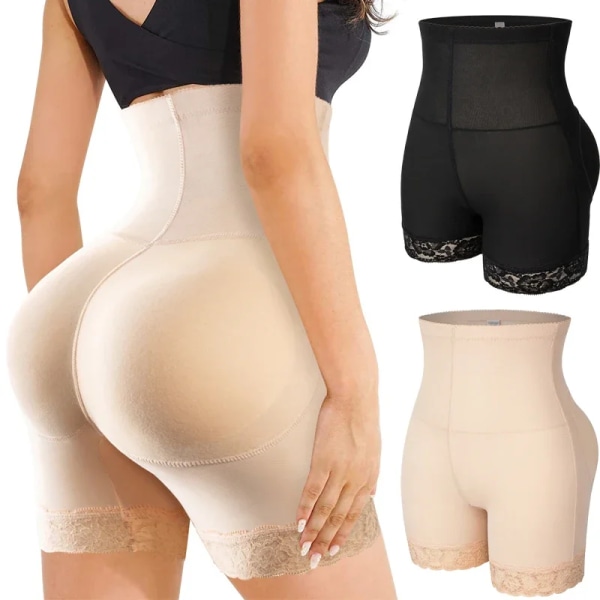 Dam vadderad sömlös rumpa Höftförstärkare Shaper rumpa Rumpskydd Trosor med hög midja Push-up Body Shapewear Slimmande underkläder Black S