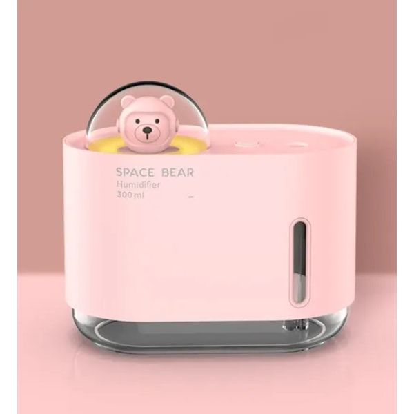 300ML USB Tecknad Space Bear Bärbar Luftfuktare Rökelse Makare Mini Desktop Air Atomization Luftfuktare Hushålls Tyst Sprayer Pink